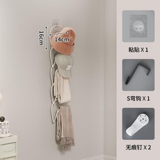 第2代 門後掛鉤置物架 玄關衣帽架 宿舍臥室側掛免打孔收納架, 5環白色 無痕釘*2+粘貼*1+鐵掛鉤*, 1個