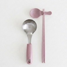 꿈꾸는키친 컬러핏 마라탕 수저세트, 1세트, 숟가락+수저받침+젓가락, 다크핑크