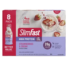 slimfast 高蛋白奶昔飲 草莓奶油風味 8瓶入, 2.6L