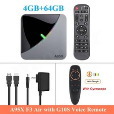 TV 셋톱 박스 스마트 수신기 OTT Woopker-a95 x F3 에어 안드로이드 9.0 Amlogic s905 3 4GB 64GB 블루투스 와이파이 4K 미디어 플레이어 구, Eu 플러그, 4gb 64gb G10S Rc