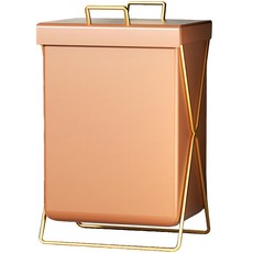 제이케이 다용도 빨래 장난감 정리 수거함, 골드브라운 커버형, 1개