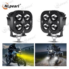 12V-24V 오토바이 LED 램프 3인치 사각 모서리 2선 스위치 포함, 1세트