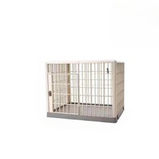 日本IRIS同等級材料 愛麗思 寵物塑膠籠 不生鏽 貓狗籠, 白咖色/籠子+隔尿板+萬向輪, 1個