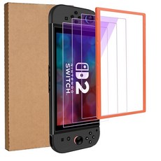 스위치 OLED 모델 용 Jngnpn 3팩 매트 유리 스크린 프로텍터 [7인치] 얼라인먼트 프레임 투명 눈부심 방지 스크래치 기포 없음 9H 경도 초박형, Anti, Switch 6 2 inch