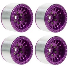 HobbyMarking 2.5cm(1인치) CNC 알루미늄 비드락 휠 림 1/18 TRX4M 1/24 Axial SCX24 AX24 FMS FCX24 RC 크롤러 자동차 업그레, 퍼플
