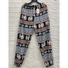 大象圖案休閒燈籠褲 舒適九分束口褲 腰部綁繩設計, 6.