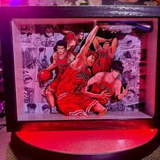 灌籃高手 立體相框 燈座 發光相框 3D相框 動漫周邊 禮物 夜燈 裝飾, 1個, 燈座發光(灌籃高手版本1)