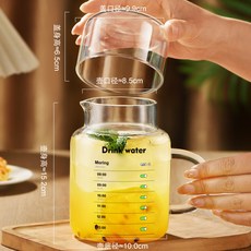玻璃杯大容量帶蓋杯子家用喝水杯女新款2025耐熱帶把刻度男泡茶杯, 1個, 1000ml【按時喝水】+光面蓋