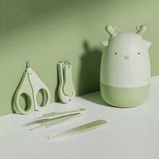 嬰兒指甲護理組 四件套裝防夾肉指甲剪, 1個, 小鹿款-綠色, 綠色