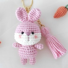 [JW손뜨개] 귀여운 동물 키링 (곰 토끼 고양이) 만들기 패키지, 핑크토끼, 1개