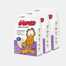 러봉 응고형 가필드 카사바 굵은입자 고양이 모래, 4.55kg, 3개, 무향