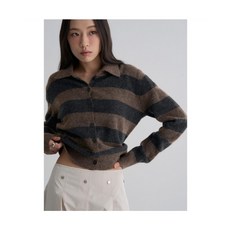 브랜드정품 에잇세컨즈 8SECONDS 스트라이프 칼라 가디건 카디건 브라운 324018