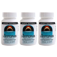 SOURCE NATURALS L-色胺酸維他命B6補充錠 1000mg, 30顆, 3罐