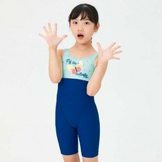 [백화점상품] 아레나 여아동 버터플라이 아동 4부 반신 U백 편안한착용감 물속활동편한 - 딥블루
