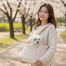 카이로스 반려동물 파스텔 이동가방 + 이너쿠션 세트, 1개, 핑크