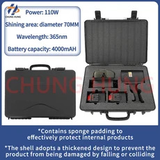 110W 365nm 자외선 손전등 자동차 차체 수리 퍼티 손상 감지등 페인트 검사용 표면 검사 도구, 01 검정색, 03 UK plug, 03 Two battery packs, 1