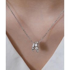 TATIANA (실버925) 큐빅 듀얼 링 팬던트 목걸이 NZ2547