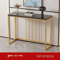 복도콘솔 긴테이블 철제 장식장 120CM 블랙프레임, 조립, 블랙+금 B