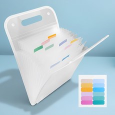 이지유 대용량 손잡이 아코디언 파일정리함 인덱스 포켓 A4 서류정리 13칸, 1개, 화이트