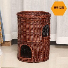 반려동물 고양이 라탄집 등나무 라탄하우스 숨숨집 쉼터, 1개, 2단 대형 레드브라운 맨