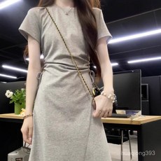 Yellwell심플 반팔 롱 원피스 여성용 데일리 캐주얼 여름 드레스LST