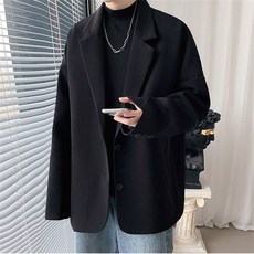 Vezri 남성용 오버핏 심플 양복 편안한 봄가을 아우터