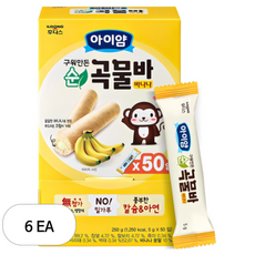 아이얌 구워만든 순곡물바 실속형, 바나나맛, 250g, 6개