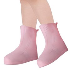 Adorila 아동용 실리콘 방수 신발 커버 미끄럼 방지 마찰 방지 및 휴대용 방수 신발 커버 야외 가정 여행 장화용 어린이 신발 커버 핑크 S 108086, Adorila 아동용 실리콘 방수 신발 커버, 미끄럼