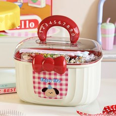 리미시아 2단 대용량 헤어 악세사리 보관함, 1개, 레드체크