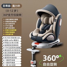 【俏贝比】儿童汽车用0-12岁360度旋转坐躺车载安全座椅婴幼儿, 至尊魔力咖-支撐腿-腳踏-遮陽篷-全包裹