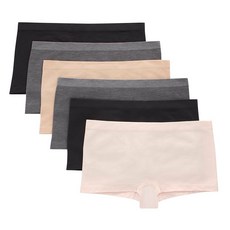 Hanes Tween 여아용 속옷 심리스 팬티 보이쇼츠 & 힙스터 다양한 색상 6팩 아이보리/민트/핑크/플럼 - XL 128962