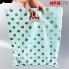 봉투야닷컴 HD PE 30호 비닐쇼핑백 30x39cm 100장, 도트-민트실버, 1개