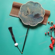 古風異形仙鶴團扇 古典旗袍走秀舞蹈扇子漢服配飾, 1個, 八瓣,竹林瑞鶴