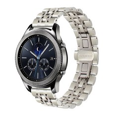 LuA lovel 相容Galaxy Watch經典五珠金屬錶帶, 銀色