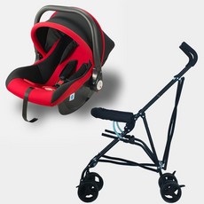 바구니카시트유모차 아기 경량 유모차 절충형, 레드 바구니스타일 +카트 홀더