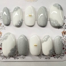 手繪風格穿戴甲 XS M 橢圓, 1個