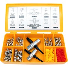 LockNLube 완전 그리스 피팅 교체 키트 - SAE 및 미터법 저크 멀티 툴 캡