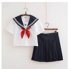 日系海軍領水手服套裝 學生制服 短袖上衣 百褶裙