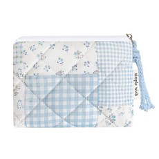 Modacarry 면 퀼트 꽃무늬 동전 지갑 디지털 카메라 파우치 귀여운 프린트 지퍼 여성 여아용 (블루 패치) 129505