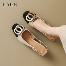 LIYIFB 투톤 슬링백 샌들 3cm 명품 여성 여름 구두 빅사이즈 265-220