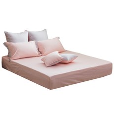 麗塔寢飾 60支紗精梳棉薄被套 親膚透氣 四季適用 簡約素色 淡粉淺芋雙人, 淡粉+淺芋