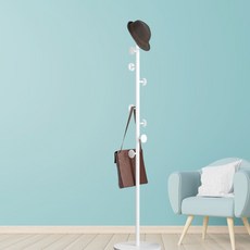 북유럽 럭셔리 디자인 튼튼하고 실용적인 돌 받침대 스탠드 철제 옷걸이 행거, 화이트바디 + 화이트받침대