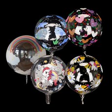 24인치 PVC 대형헬륨풍선 생일장식벌룬 키즈카페 행사, 02투명풍선-무지개, 고래, 유니콘, 무지개, 꿀벌과 데이지, 하트, 1개