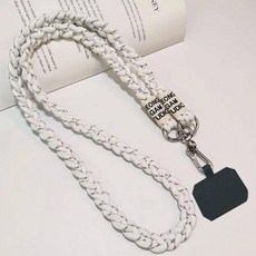 手機包斜挎背繩：結實耐用編織款，戶外登山運動神器，男女通用長款手機掛繩, 斜挎（白點灰）三股馬尾辮掛繩+黑片, 1個