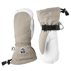 Hestra 여성용 엑스트라 웜 스키 장갑: 헬리 가죽 겨울 추운 날씨 파우더 장갑 그레이/오프 화이트 6, 7, 카키/오프 화이트