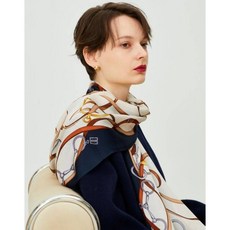 [백화점 정품] 닥스 ACC LL[SILK100] 실크 네이비 체인 패턴 롱 스카프 DCSC2F011