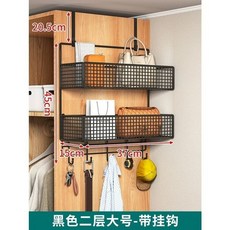精選優品 衣櫃掛鈎 免打孔收納架 包包帽子衣物收納神器 櫃側/牆面多功能掛衣架, 黑色雙層大號【帶鉤】, 1個