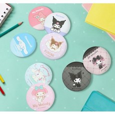 산리오 캐릭터 한정판 원형 버튼 거울 8종 휴대용 캐릭터 미니 손거울 국, 시나모롤 베이직, 상세페이지참조, 1개
