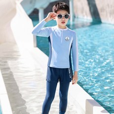 GOYES 남아 어린이 긴팔 긴바지 수영복 세트 귀여운 수영복 투피스