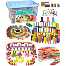 여러 가지 도미노 DX 도미노 넘어뜨리기 수납 케이스 포함 큰 도미노 120개 작은 도미노 120개 총 240개 기믹 장치 24종 세트 기믹 사용법 설명서 첨부 장난감 목제 컬러풀, 1개, 상세페이지 참조